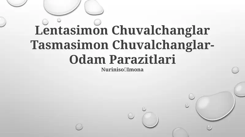 Tasmasimon Chuvalchanglar-Odam Parazitlari