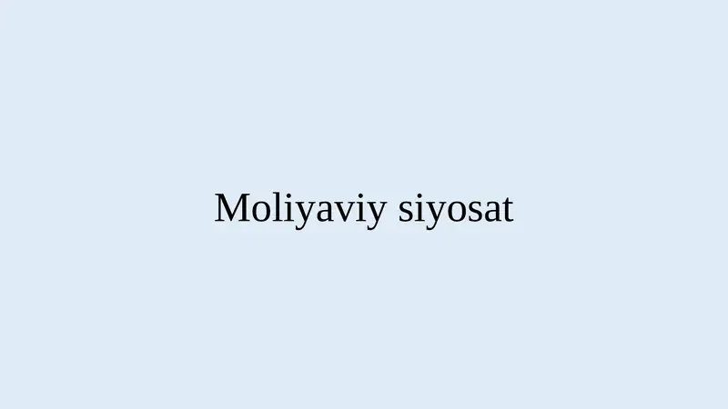 Moliyaviy siyosat