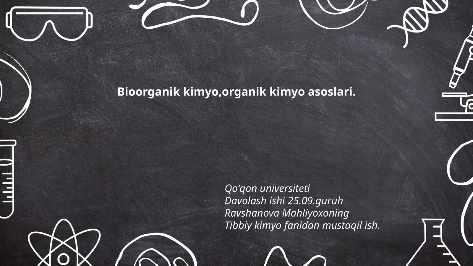 Tibbiy kimyo fanidan mustaqil ish