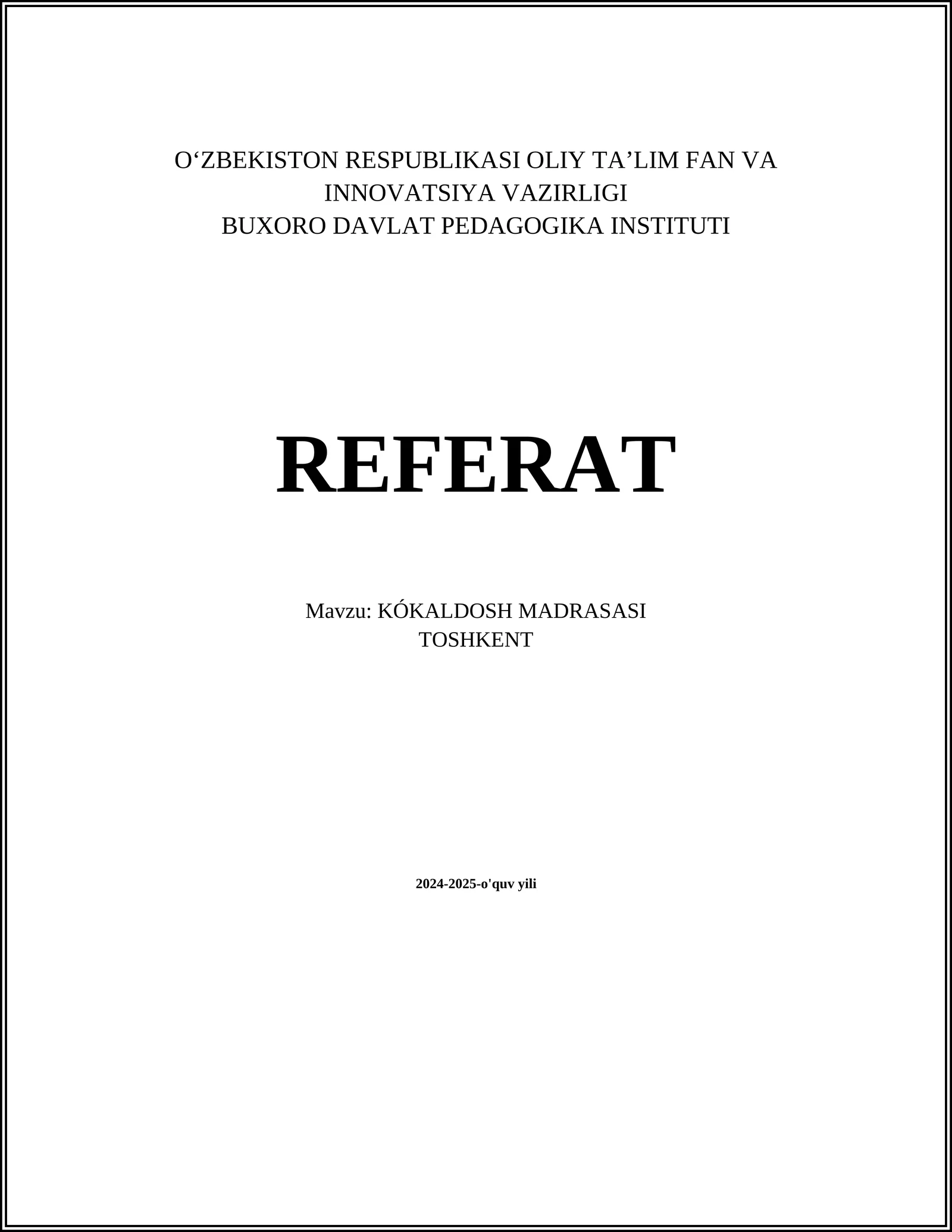 KÓKALDOSH MADRASASI