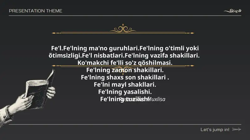 Fe'lning ma'nolari va qoidalari