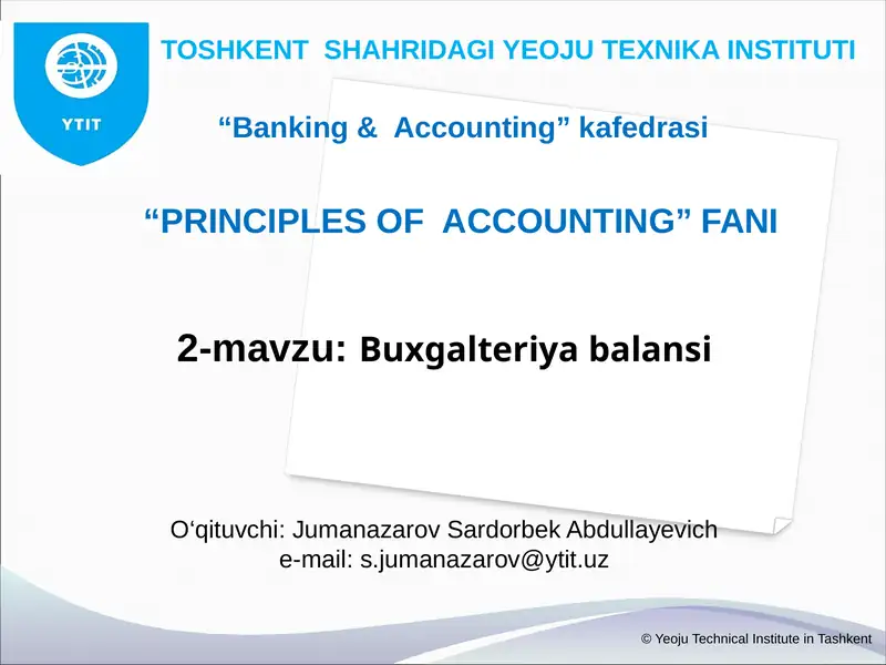 2-mavzu:Buxgalteriyabalansi