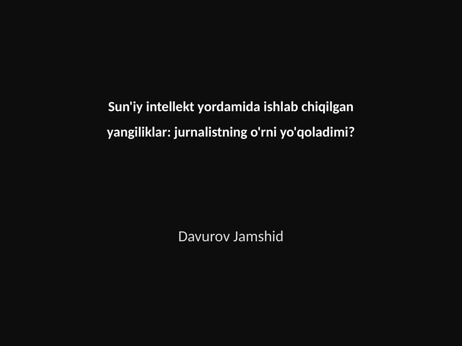 Sun'iy intellekt yordamida ishlab chiqilgan yangiliklar: jurnalistning o'rni yo'qoladimi?
