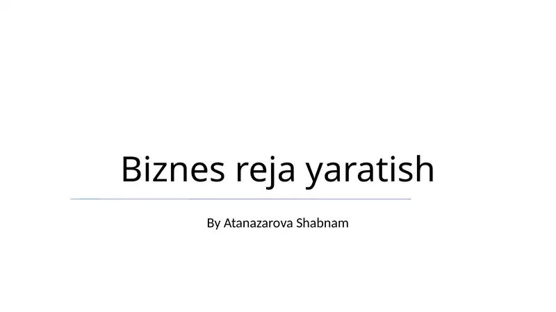 Biznes reja yaratish