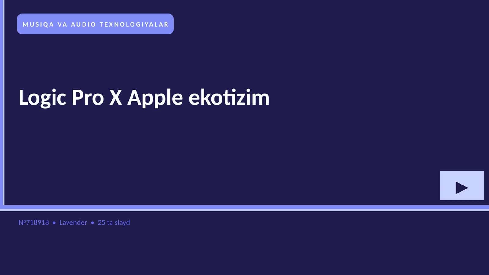 MUSIQA VA AUDIO TEXNOLOGIYALAR