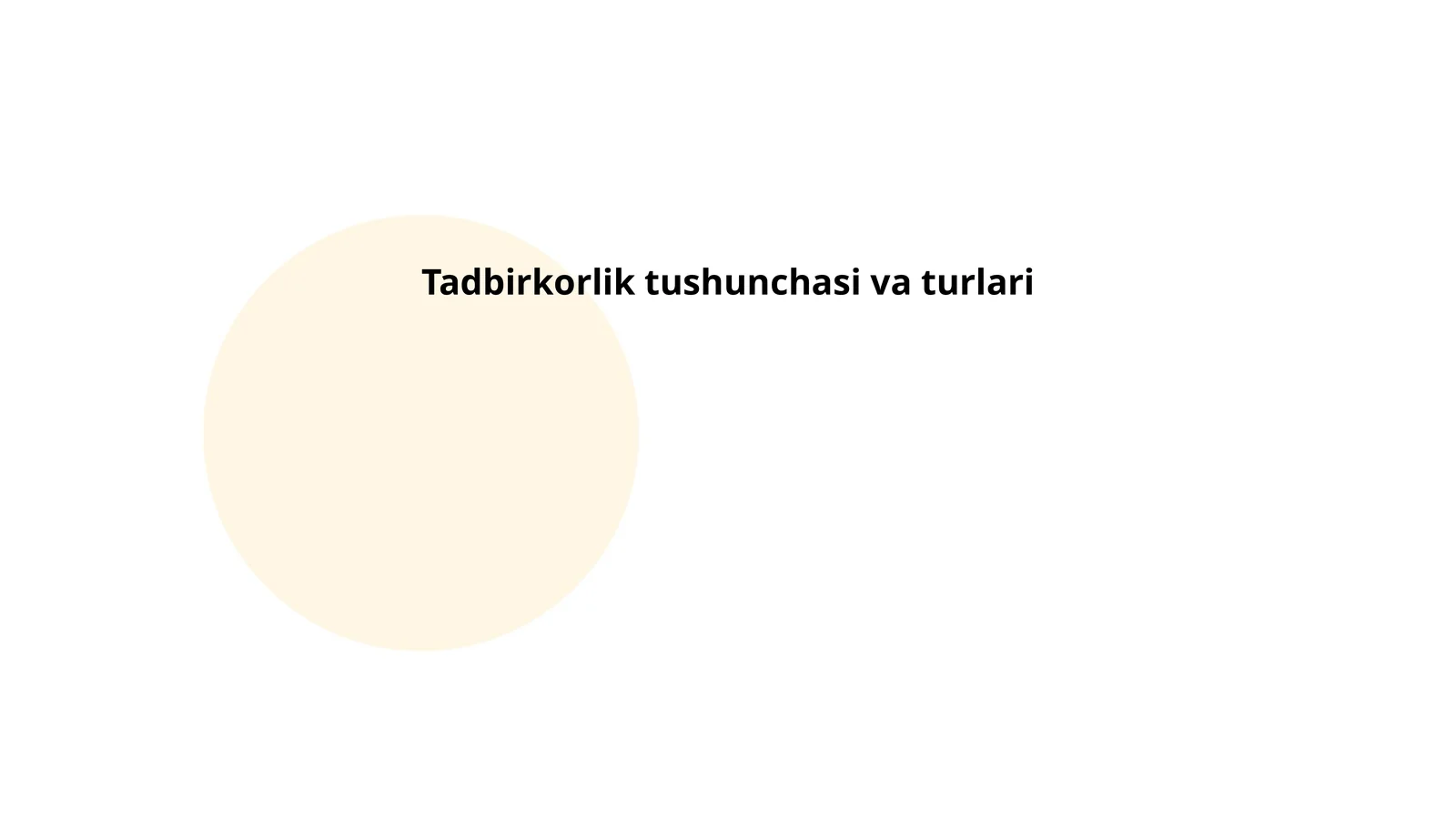 Tadbirkorlik tushunchasi va turlari
