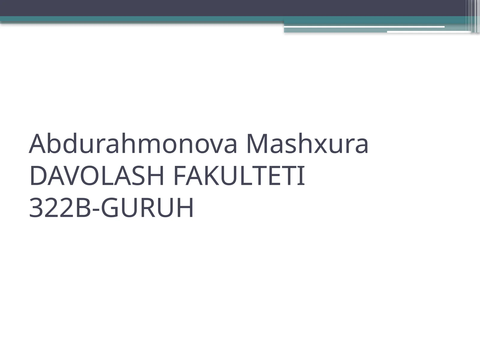 OVQATLANISHNING ADEKVATLIGINI TEKSHRISH VA BAHOLASH