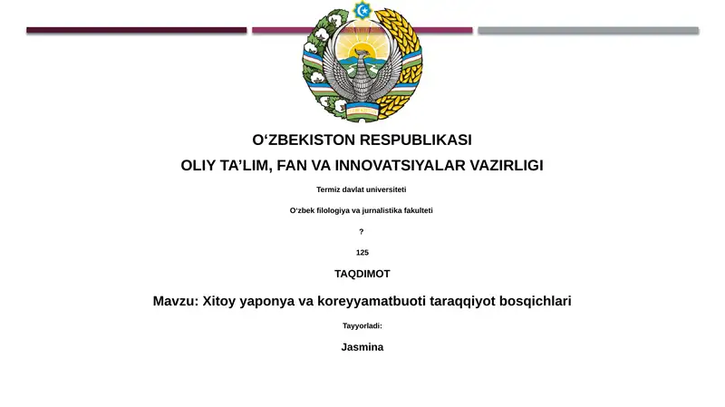 Xitoy yaponya va koreyyamatbuoti taraqqiyot bosqichlari