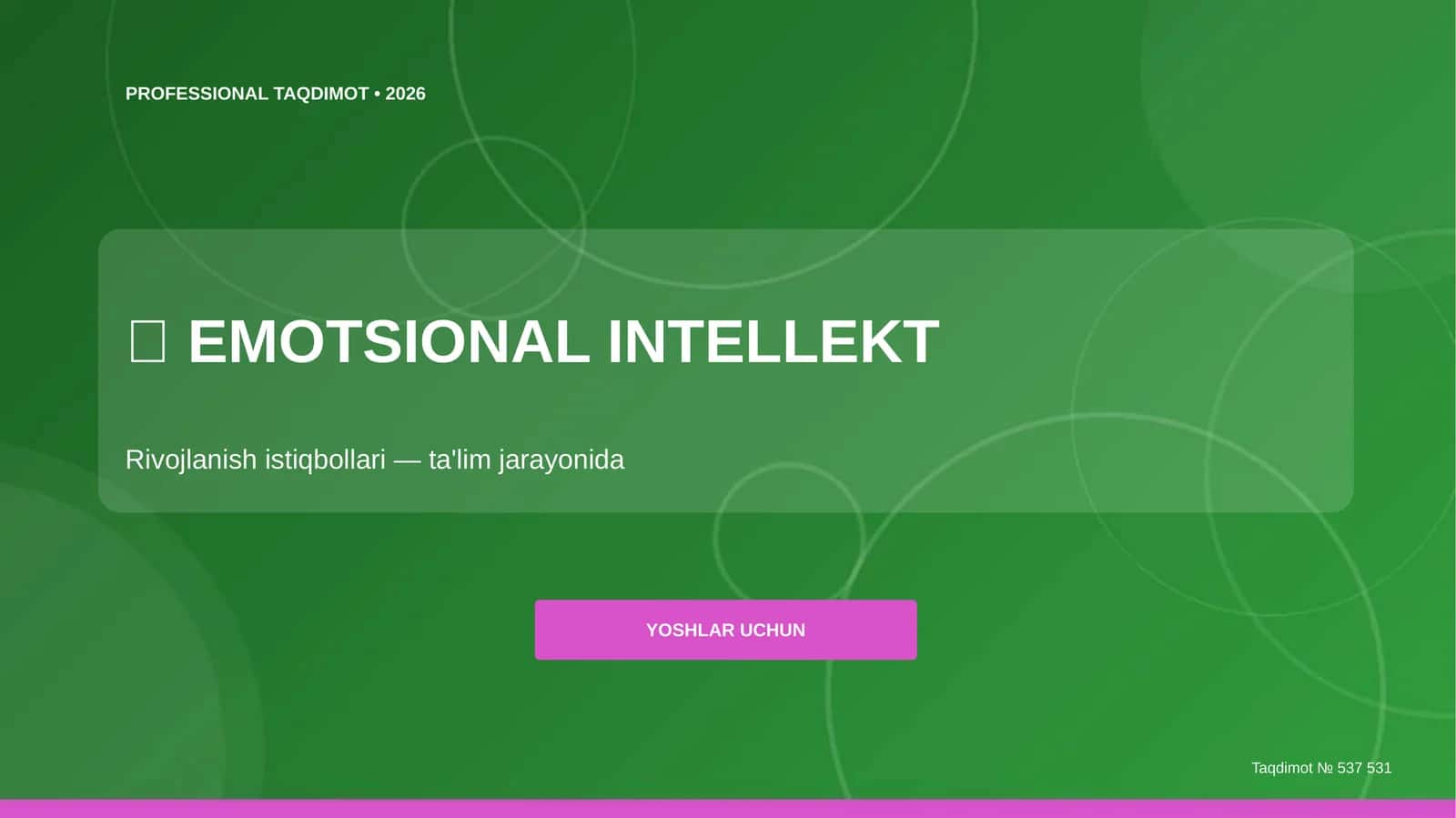 Emotsional intellekt: rivojlanish istiqbollari (ta'lim jarayonida) [yoshlar uchun]