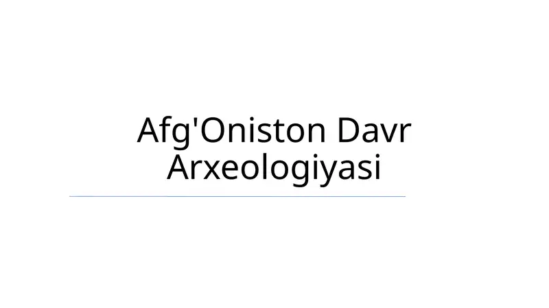 Afg'Oniston Davr Arxeologiyasi