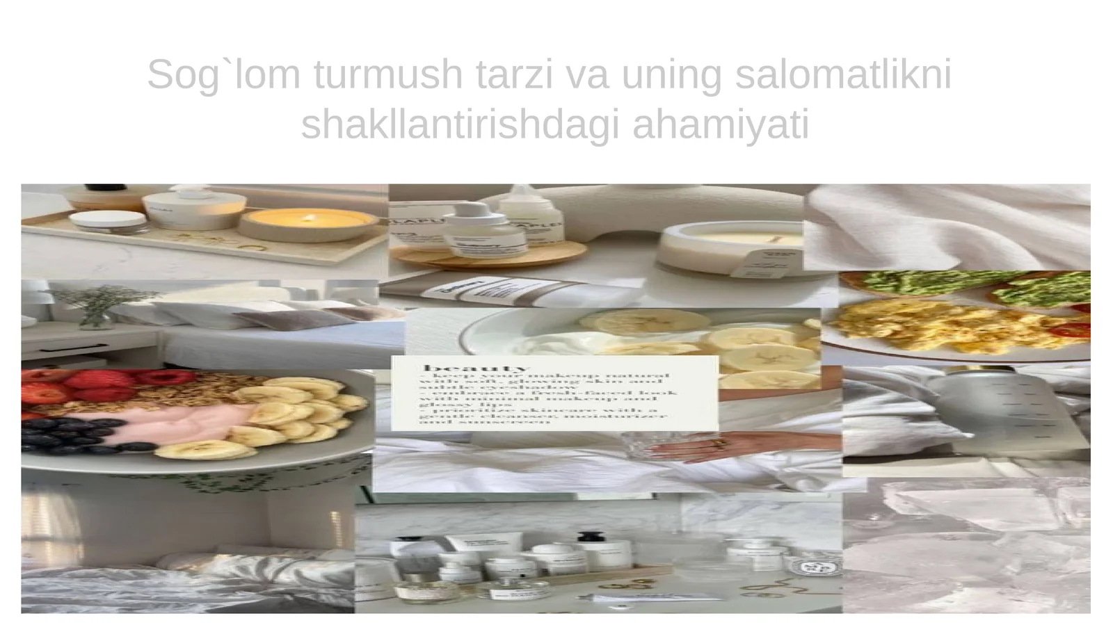 Sog‘lom turmush tarzi va uning salomatlikni shakllantirishdagi ahamiyati