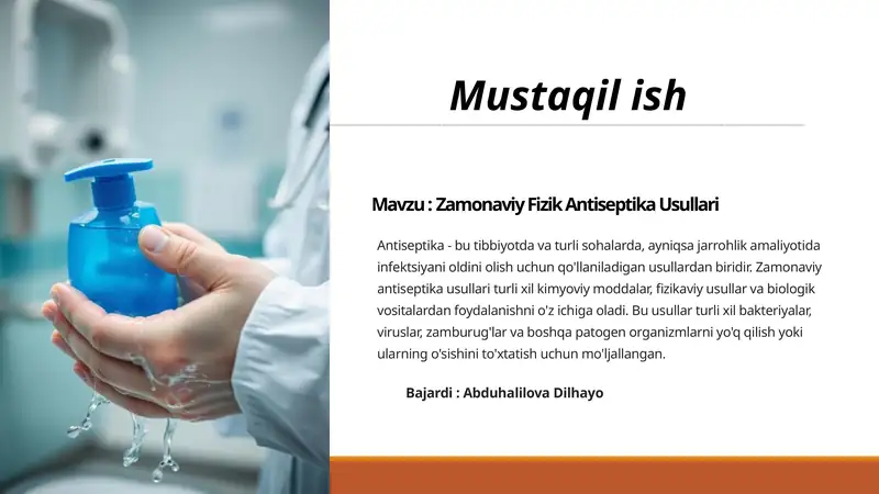 ZamonaviyFizik Antiseptika Usullari