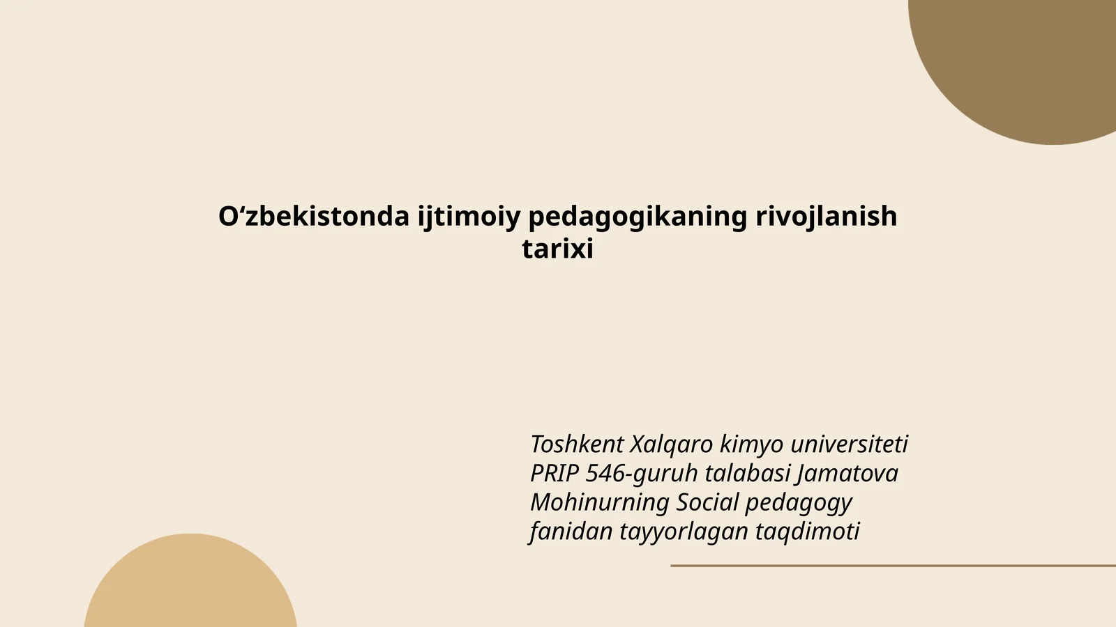 Social pedagogy fanidan tayyorlagan taqdimoti