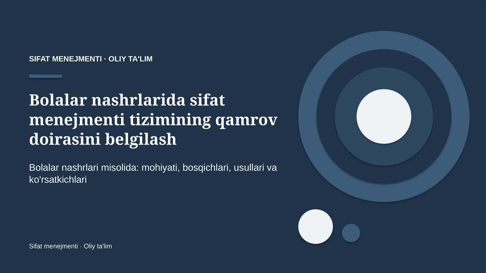 Sifat Menejmenti · Oliy Ta'lilm