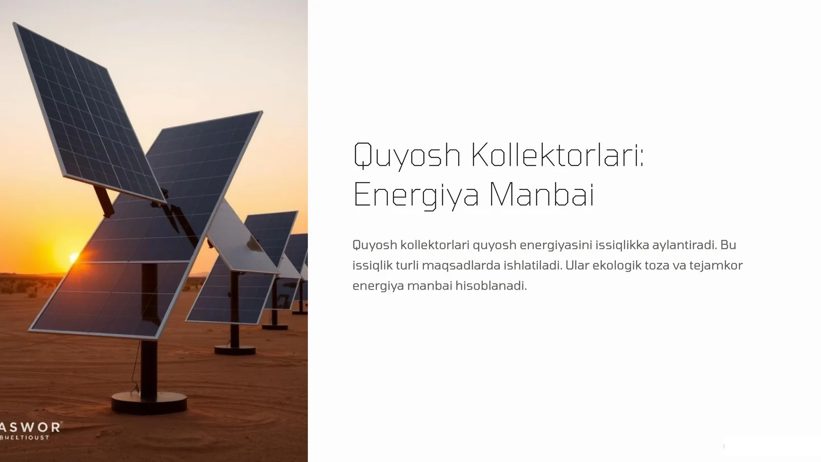 Quyosh Kollektorlari Energiya Manbai