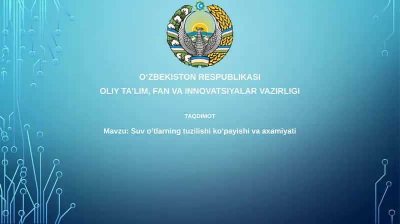 Suv o'simliklarining tuzilishi va ko'payishi vaaxamiyati