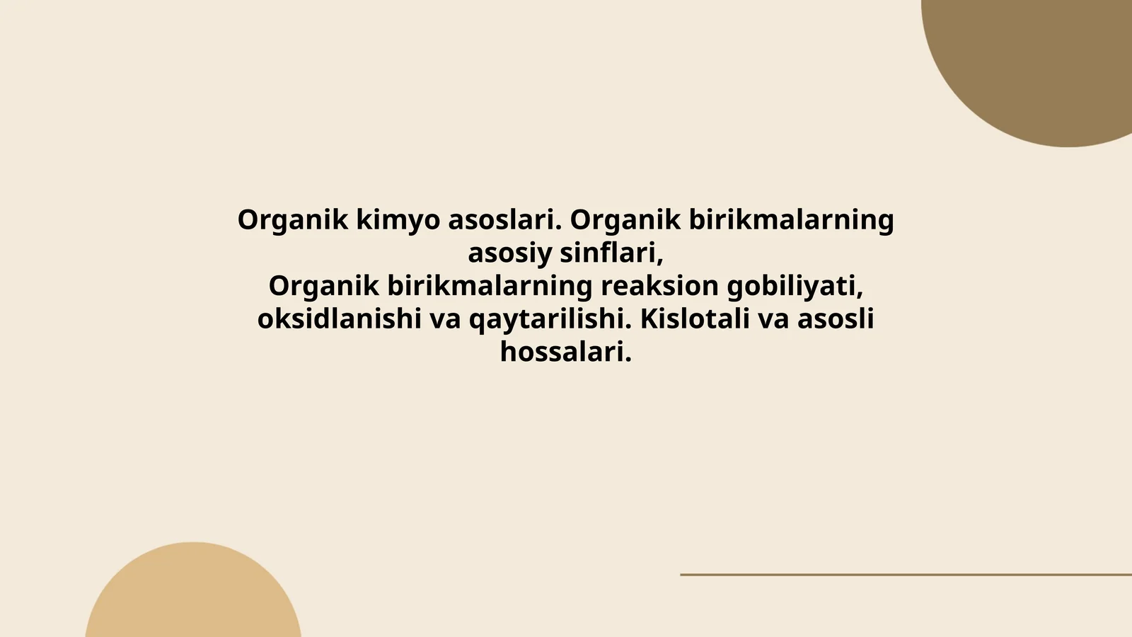 Organik Kimyo Asoslari