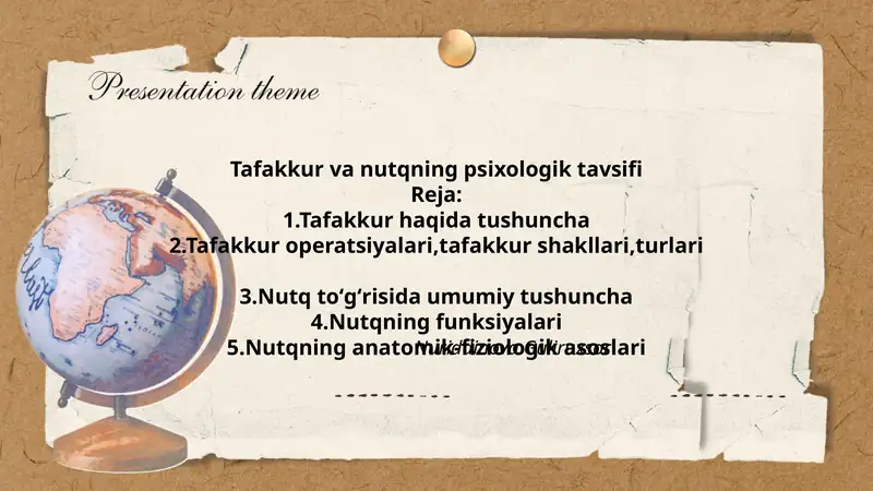 Tafakkur va nutqning psixologik tavsifi