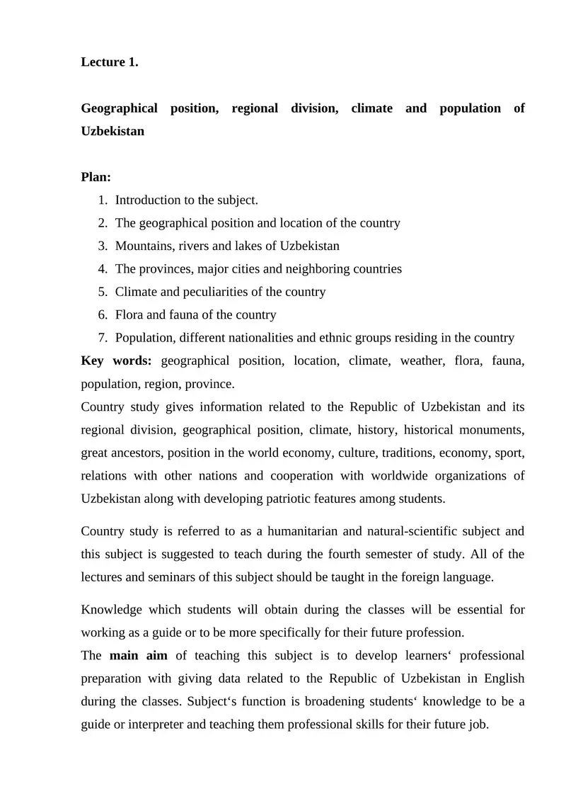 Country Study of Uzbekistan