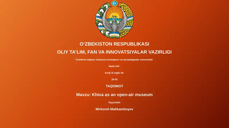 Xiva as an open-air museum