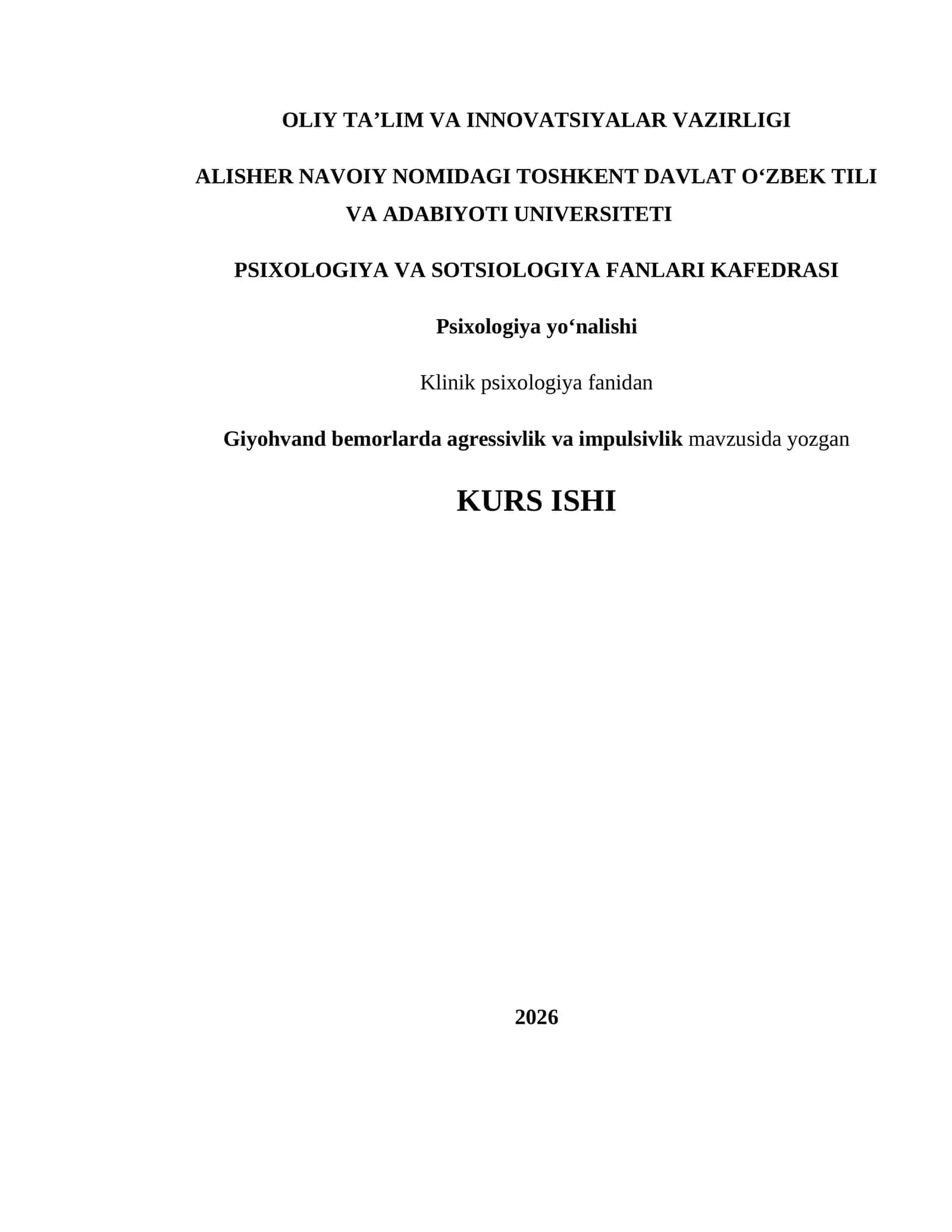 Psixologiya va sotsiologiya fanlari kafedrasi