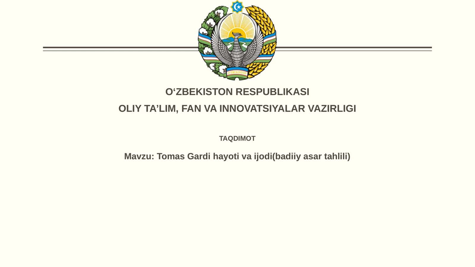 TomasGardi hayoti va ijodi (badiiy asar tahlili)