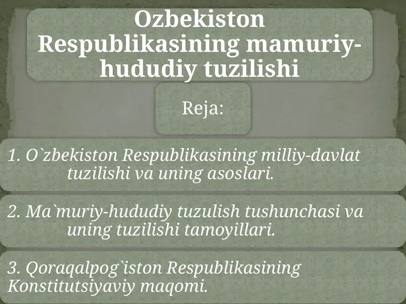 Ozbekiston Respublikasining mamuriy-hududiy tuzilishi