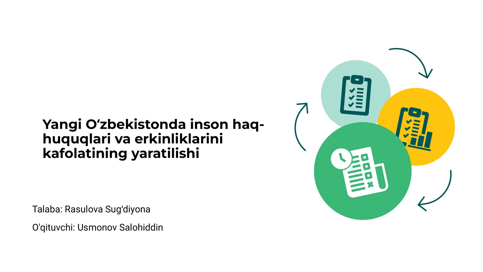 Yangi Oʻzbekistonda inson haq- huquqlari va erkinliklarini kafolatining yaratilishi