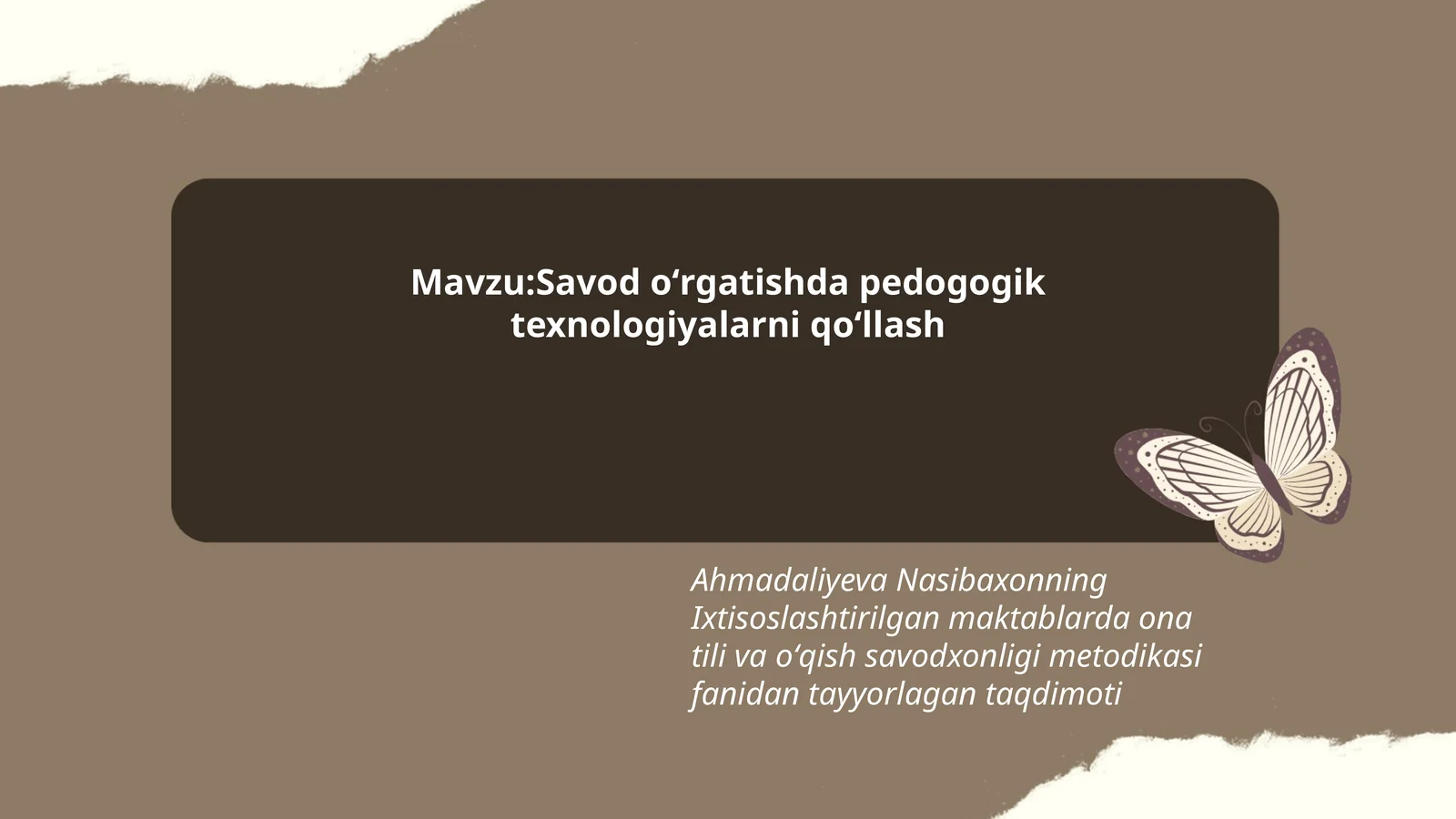 Ixtisoslashtirilgan maktablarda ona tili va oʻqish savodxonligi metodikasi