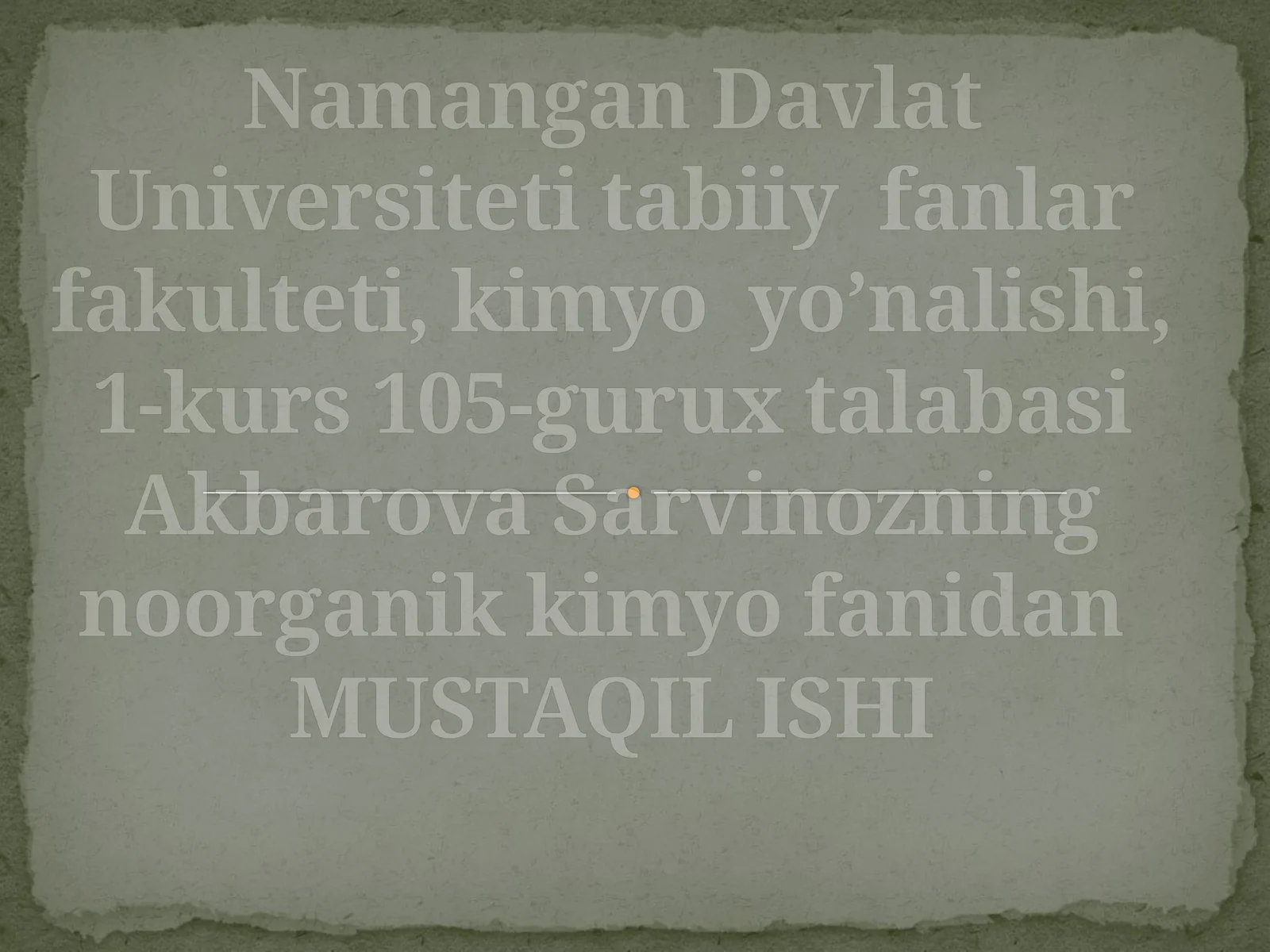 MUSTAQIL ISHI Yoqilg’ielementlari