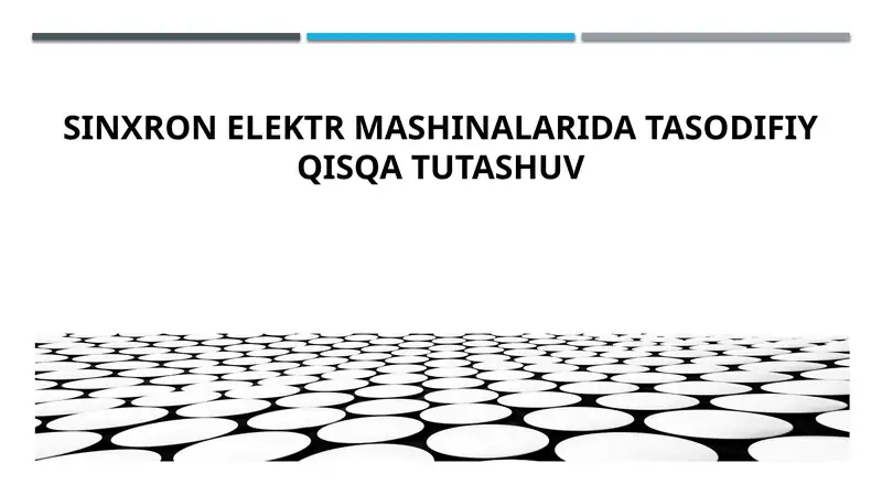 SINXRON ELEKTR MASHINALARIDA TASODIFIY QISQA TUTASHUV
