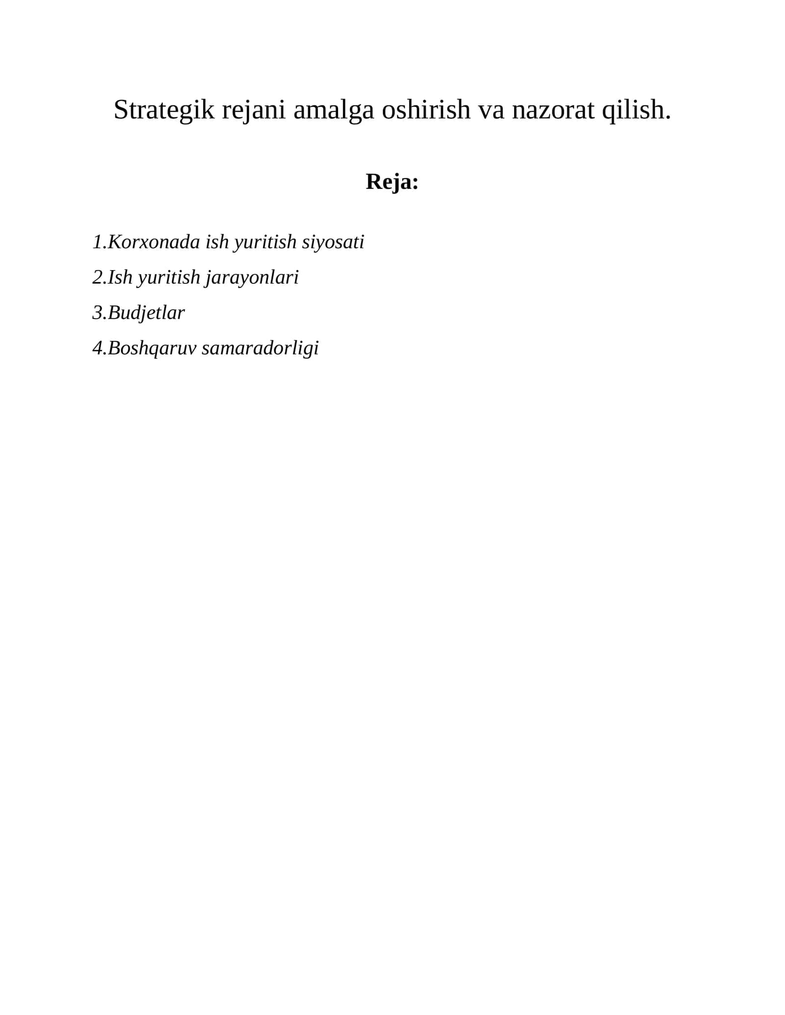 Korxonada ish yuritish siyosati