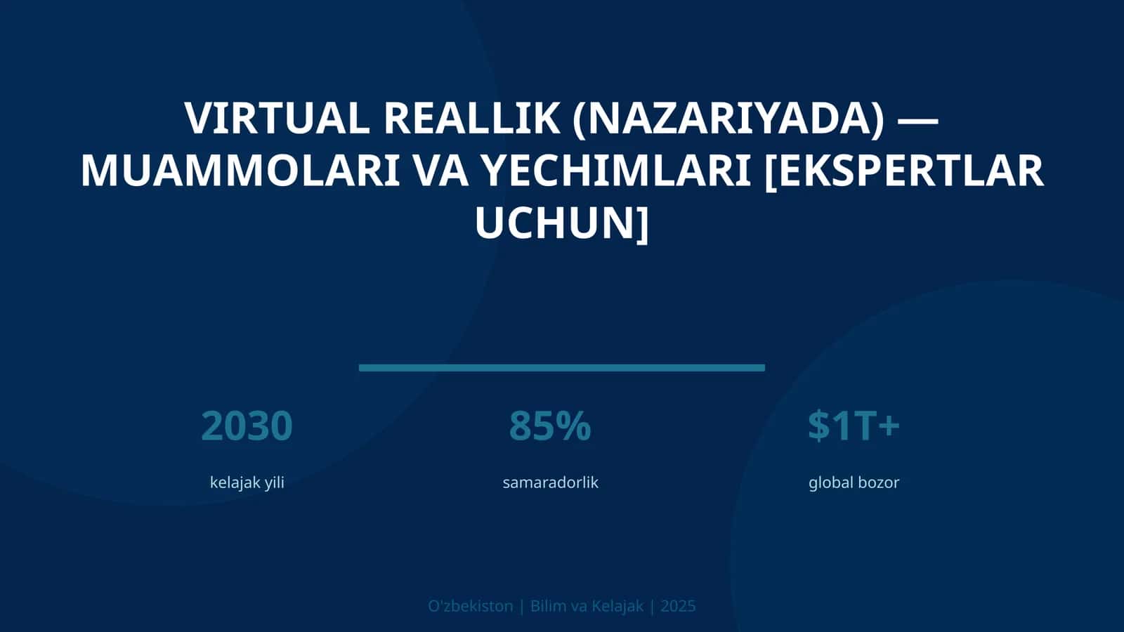 Virtual reallik (nazariyada) — muammolari va yechimlari [ekspertlar uchun]