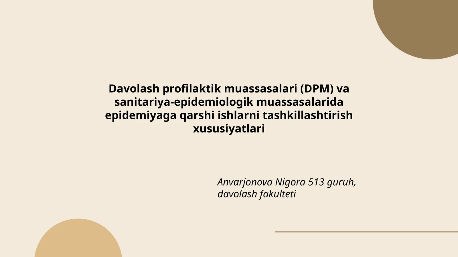 Davolash profilaktik muassasalari (DPM) va sanitariya-epidemiologik muassasalarida epidemiyaga qarshi ishlarni tashkillashtirish xususiyatlari