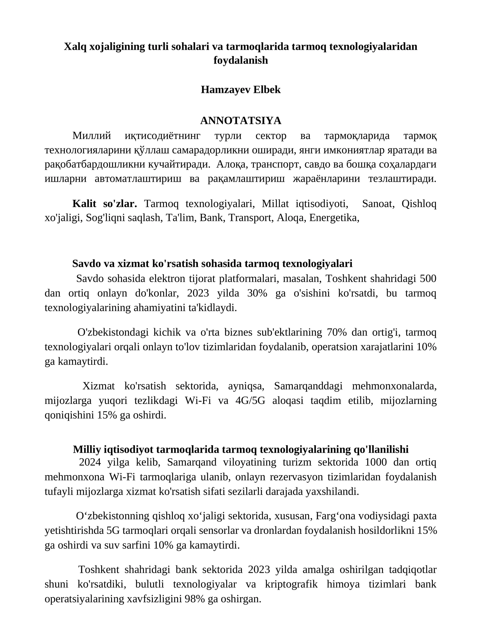 Tarmoq texnologiyalari