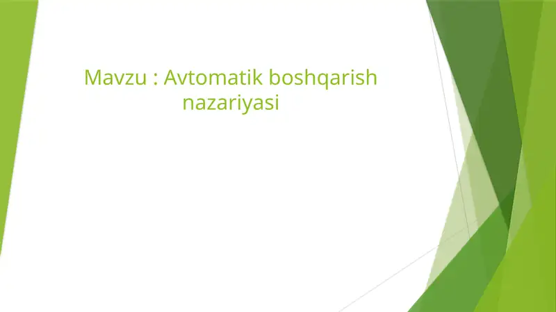Avtomatik boshqarish nazariyasi