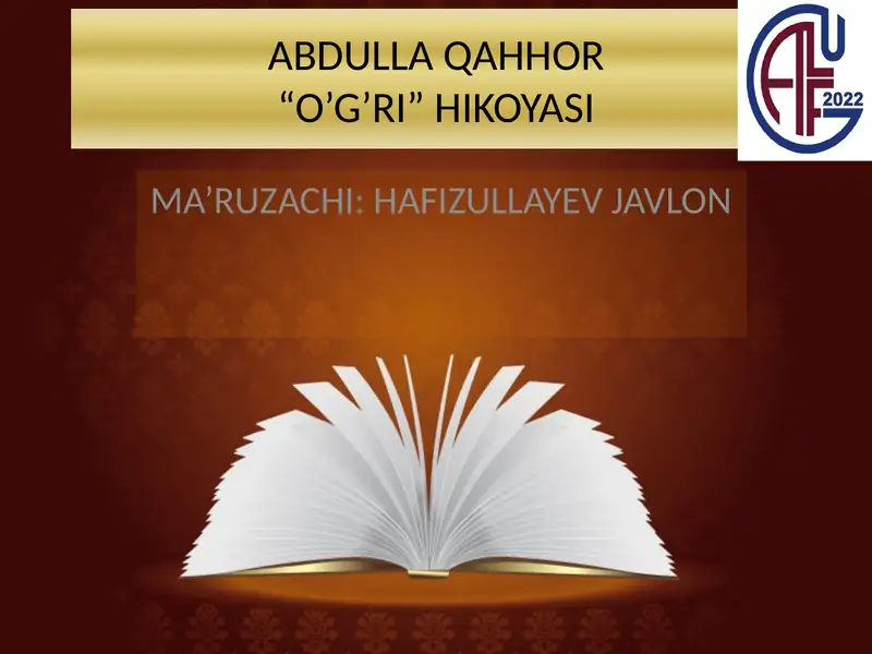 ABDULLA QAHHOR“O’G’RI” HIKOYASI