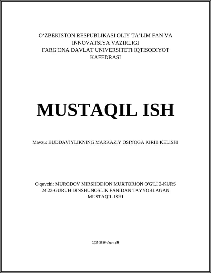 Buddaviylikning Markaziy Osiyoga Kirib Kelishi