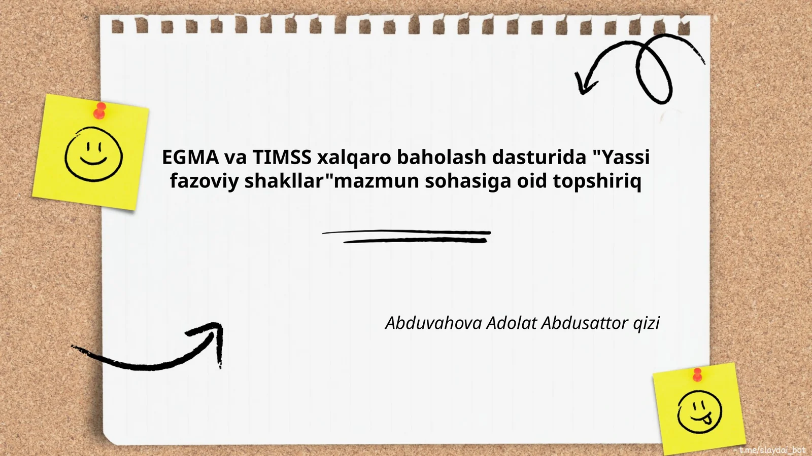 "Yassi fazoviy shakllar" topshiriq