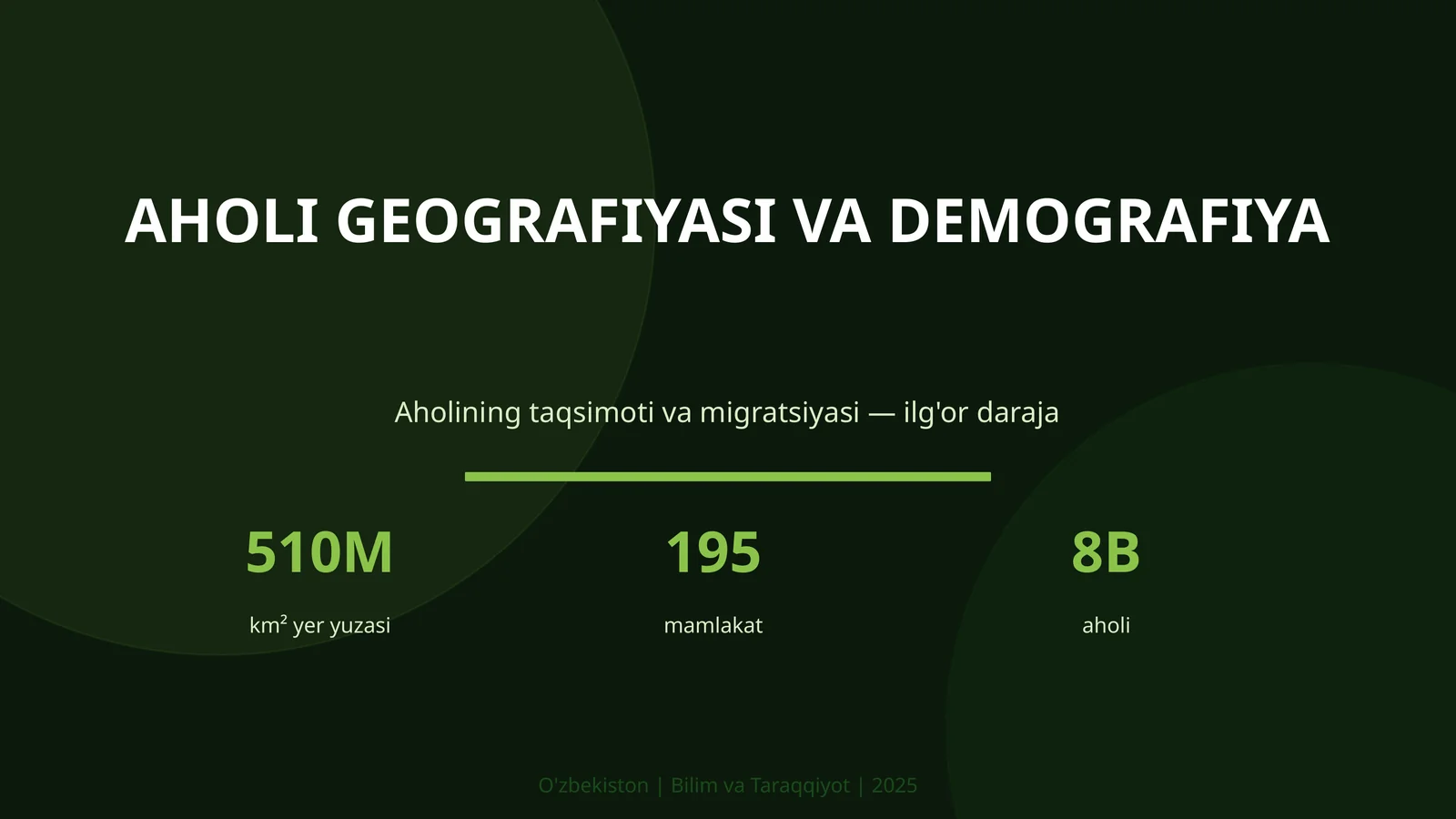 AHOLI GEOGRAFIYASI VA DEMOGRAFIYA