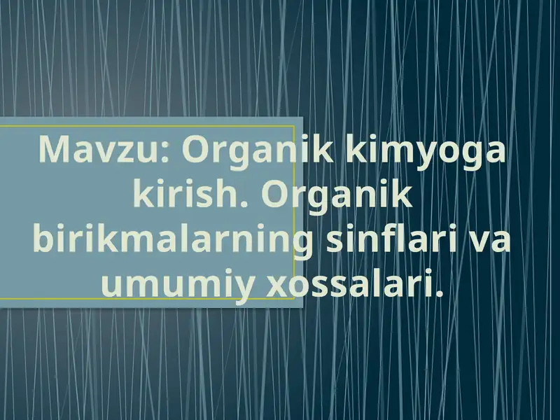 Organik kimyo