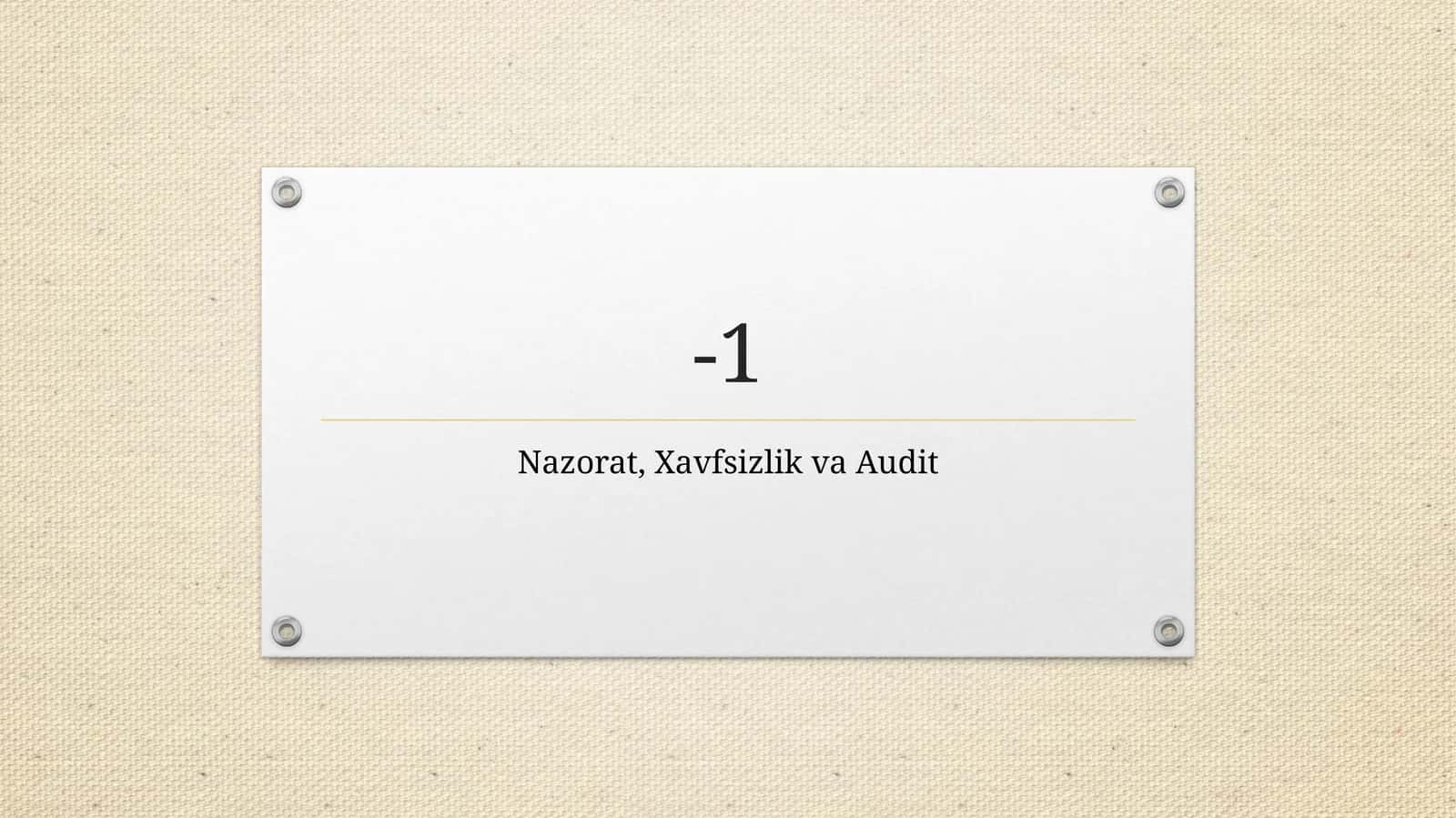Nazorat, Xavfsizlik va Audit