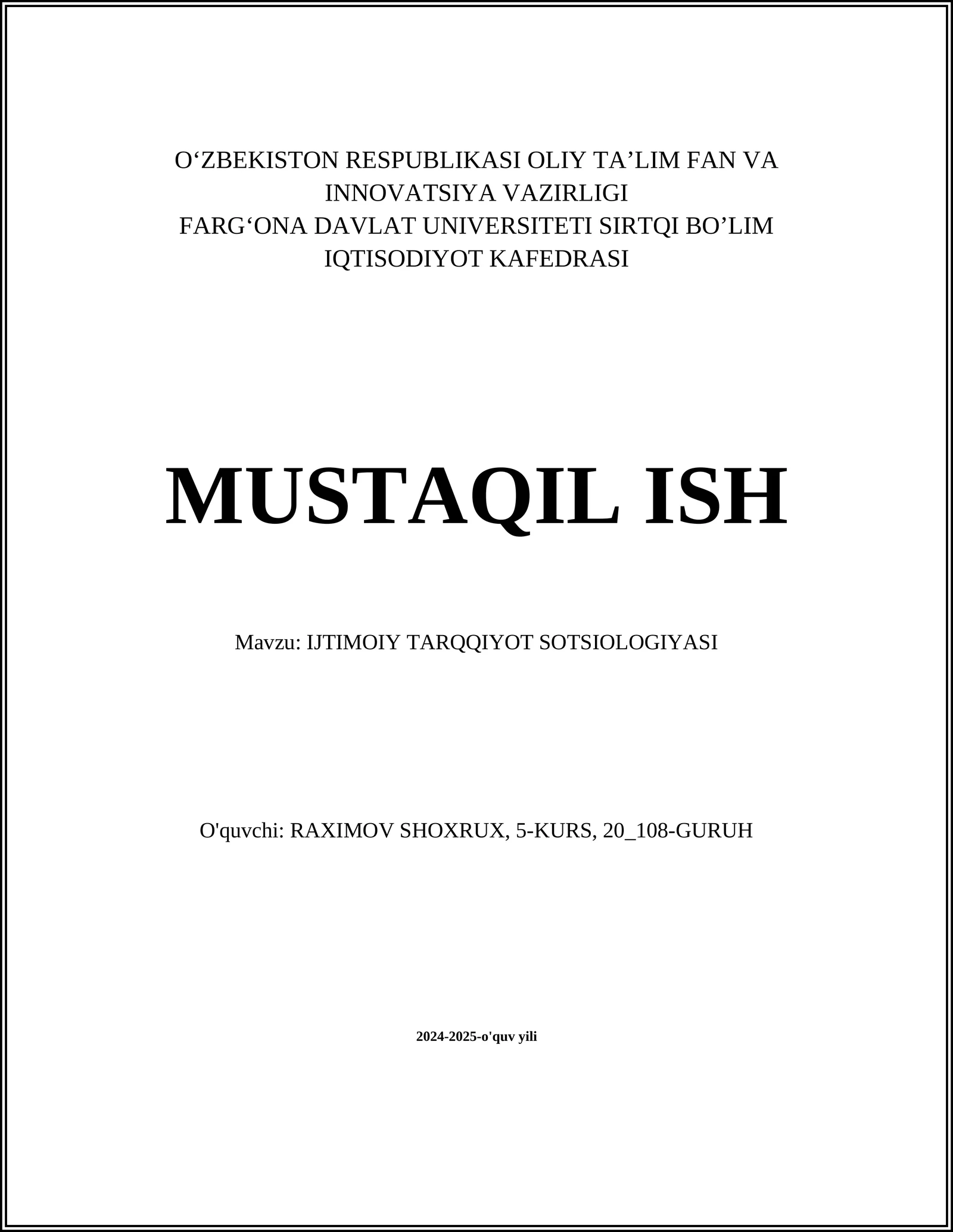 IJTIMOIY TARQQIYOT SOTSIOLOGIYASI