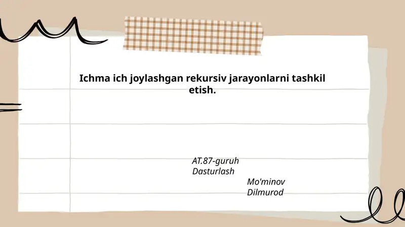 Ichma-ich rekursiyaning taʼrifi va matematik modeli