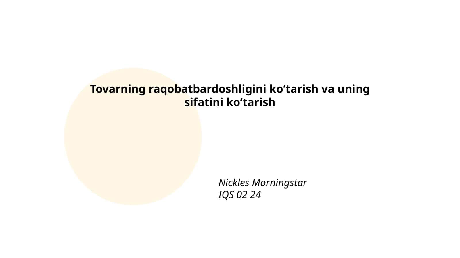 Nickles Morningstar