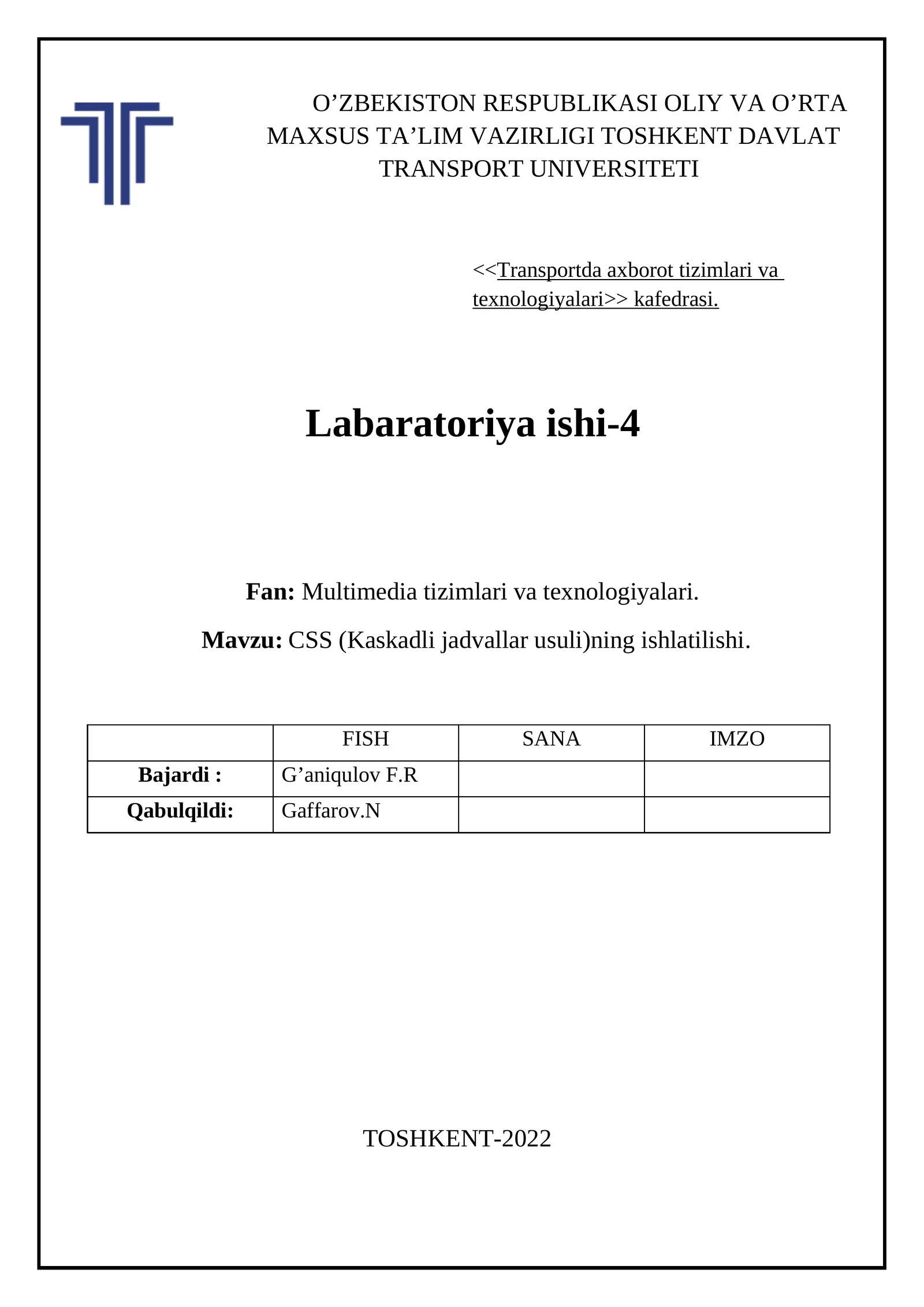 CSS (Kaskadli jadvallar usuli)ning ishlatilishi