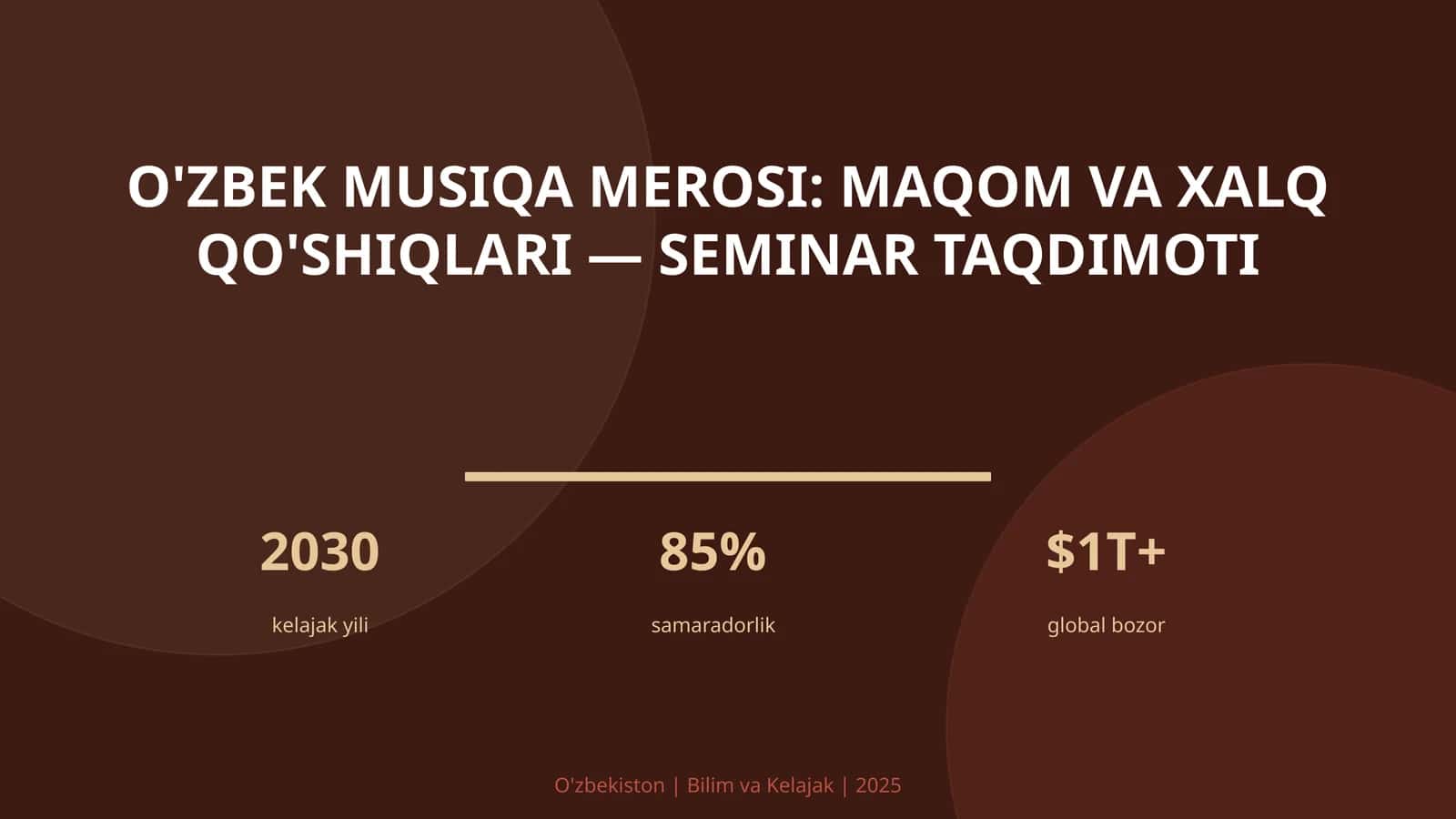 O'zbek musiqa merosi: maqom va xalq qo'shiqlari — seminar taqdimoti