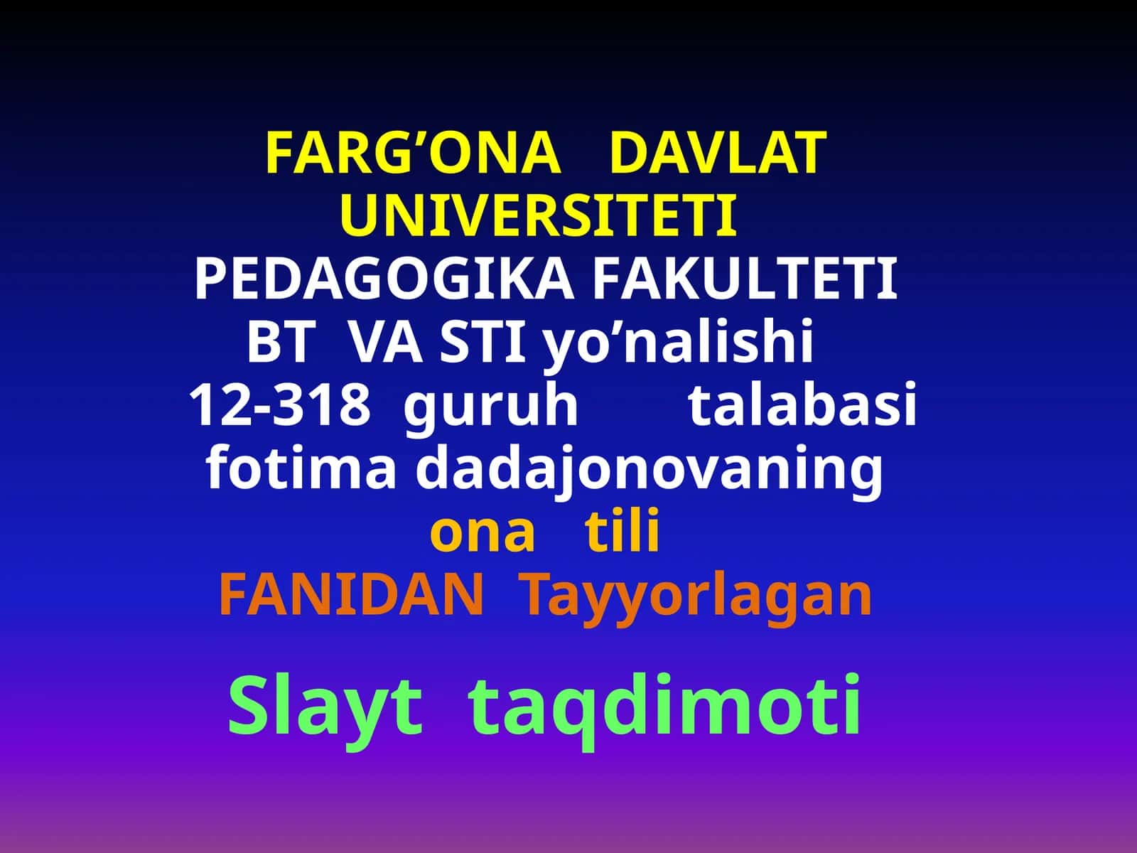 GAPBO`LAKLARI BILAN ALOQAGA KIRISHMAYDIGAN BO`LAKLAR