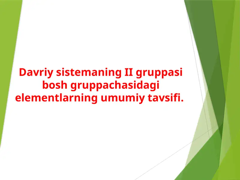 Davriy sistemadagi II Aguru his-elements tavsifi