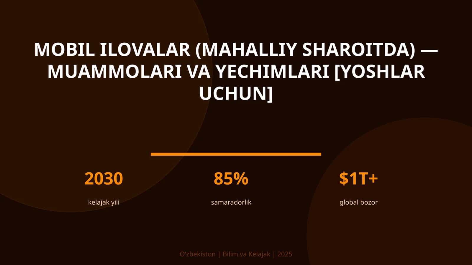 Mobil ilovalar (mahalliy sharoitda) — muammolari va yechimlari [yoshlar uchun]
